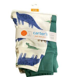 Carters 2-Pack Pants Dinosaur Print & Solid Green 9M NWT